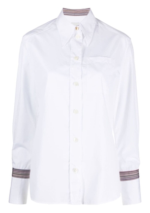 Paul Smith stripe-trim long-sleeve shirt - White