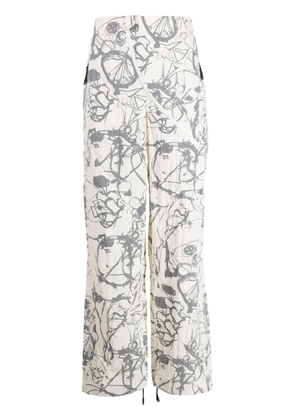 MCQ abstract-print straight-leg trousers - White