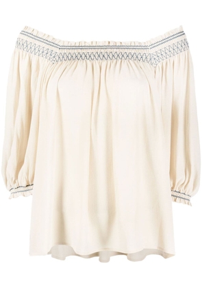 See by Chloé Bardot chevron stitch blouse - Neutrals