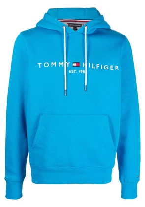 Tommy Hilfiger logo-embroidered pouch-pocket hoodie - Blue