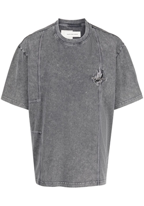 Feng Chen Wang logo-embroidered cotton T-shirt - Grey