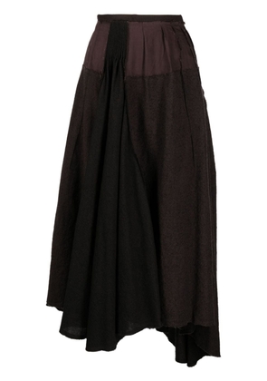 Ziggy Chen asymmetric virgin wool midi skirt - Brown