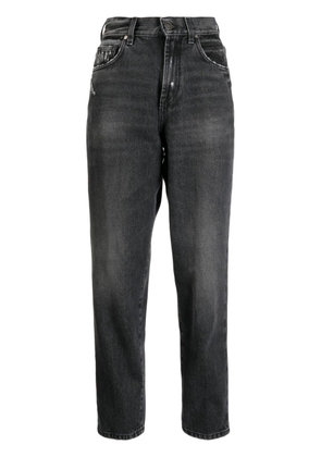 Lardini washed-denim cropped jeans - Black