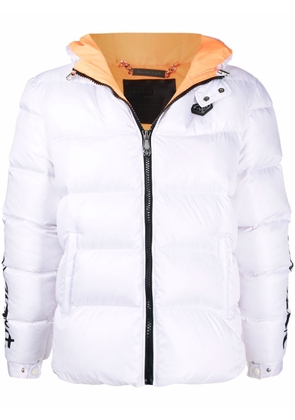 Philipp Plein logo-print padded jacket - White
