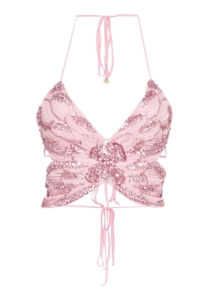 Blumarine Butterfly sequin-embellished top - Pink