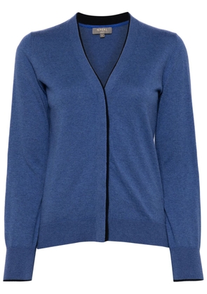 N.Peal contrasting-border cotton-cashmere cardigan - Blue