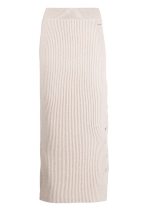 Calvin Klein button-fastening ribbed-knit skirt - Neutrals