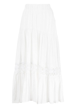 Silvia Tcherassi Cher lace-embroidered tiered skirt - White