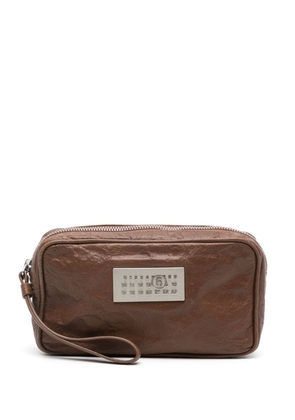 MM6 Maison Margiela Numeric leather clutch bag - Brown