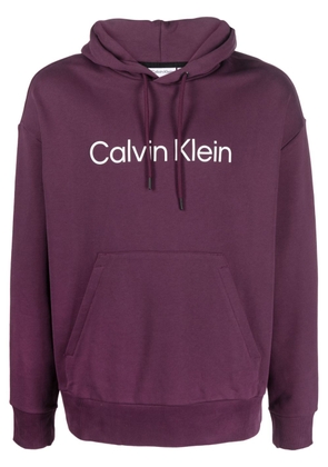 Calvin Klein logo-print cotton hoodie - Purple