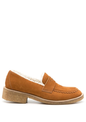 Sarah Chofakian Pullman shearling-trimmed loafers - Brown