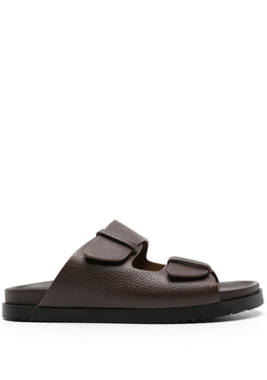 Doucal's double-strap leather slides - Brown