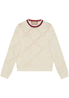 Gucci perforated GG cotton jumper - White