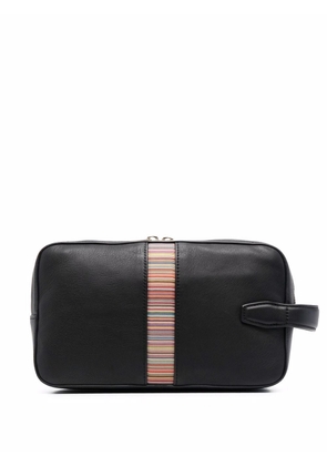 Paul Smith signature-stripe leather wash bag - Black