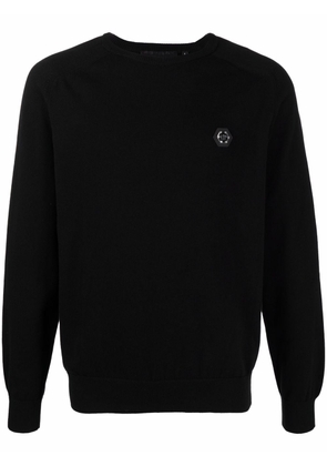 Philipp Plein logo-patch cotton jumper - Black