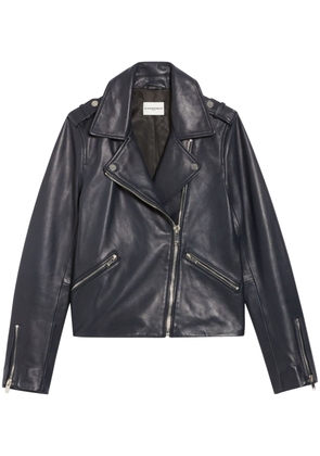 Claudie Pierlot smooth leather biker jacket - Blue