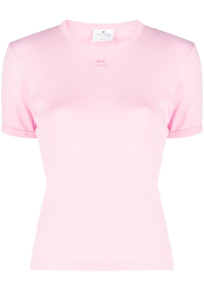 Courrèges logo-embroidered cotton T-shirt - Pink