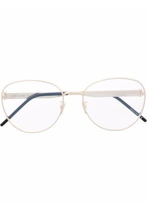Saint Laurent Eyewear polished-effect round-frame glasses - Gold