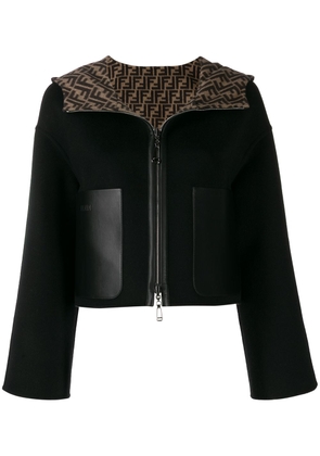 FENDI reversible FF motif hooded jacket - Black