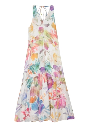 120% Lino floral-print linen maxi dress - White