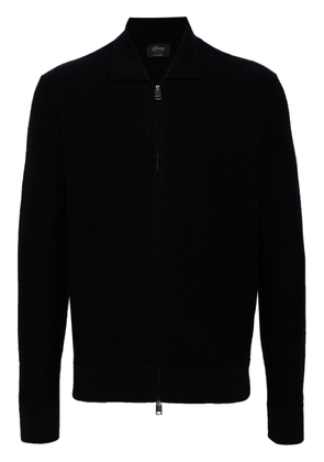 Brioni ribbed cashmere zip-front sweater - Blue