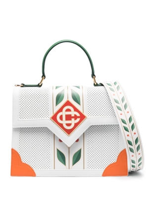 Casablanca Laurel perforated tote bag - White