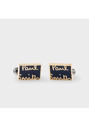 Paul Smith Navy And Gold 'Signature' Cufflinks Blue