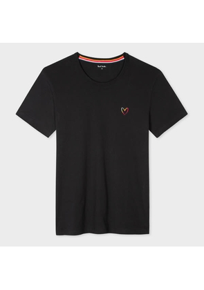 Paul Smith Women's Black Lounge Embroidered 'Swirl' Heart T-Shirt