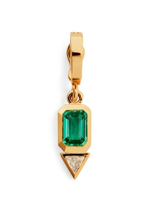 Azlee Yellow Gold, Diamond And Emerald Charm