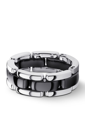 Chanel Medium White Gold And Ceramic Flexible Ultra Ring