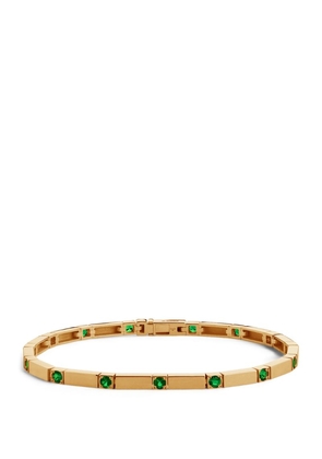 Azlee Yellow Gold And Emerald Tennis Bracelet