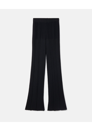 Stella McCartney - Plisse Pleat Knit Trousers, Woman, Black, Size: S