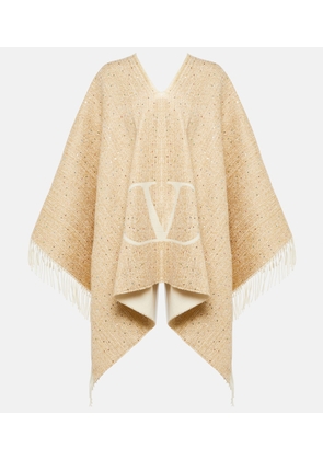 Valentino Logo jacquard wool-blend poncho