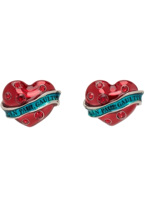 Jean Paul Gaultier Red & Blue Big Heart Earrings