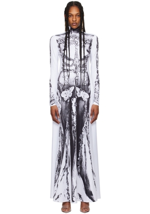 Jean Paul Gaultier White & Black 'The Gaultier Paris' Maxi Dress