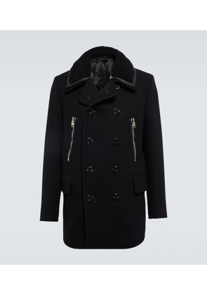Tom Ford Faux shearling-trimmed peacoat