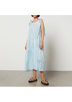 SZ Blockprints Winslow Striped Cotton-Gauze Midi Dress - L