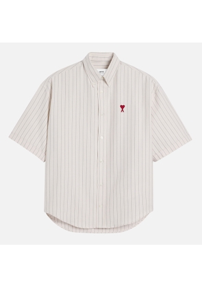 AMI Striped Cotton Boxy Shirt - XXL