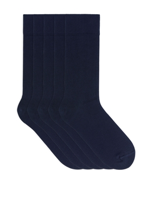 Supima Cotton Plain Socks 5 Pairs - Blue