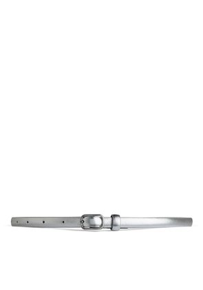 Slim Leather Belt - Silver