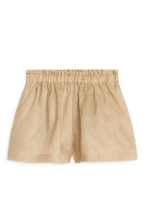 Wide Linen Shorts - Beige