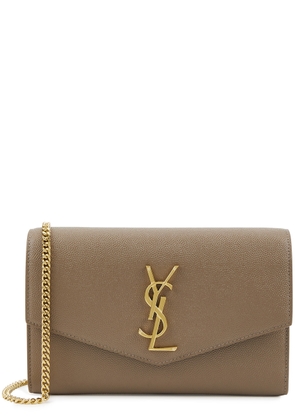 Saint Laurent Leather Wallet-on-chain, Wallet Bag, Taupe, Leather