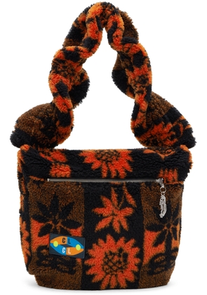 Chopova Lowena Kids Orange & Black Sunflower Fleece Bag