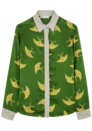 Dries Van Noten Chevy Printed Silk-blend Satin Shirt - Green - 42 (UK14 / L)