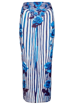 Jean Paul Gaultier Flower Body Morphing Stretch-jersey Midi Skirt - Blue - S (UK8-10 / S)
