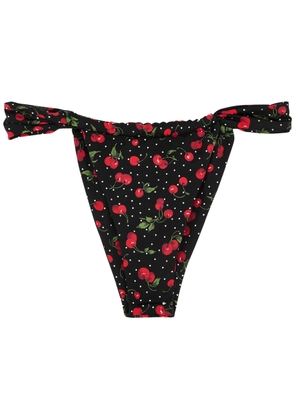 Leslie Amon Paloma Printed Bikini Briefs - Black Red - L (UK14 / L)