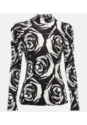 Diane von Furstenberg Doha floral turtleneck jersey top