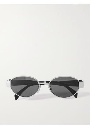 CELINE Eyewear - Oval-frame Silver-tone And Acetate Sunglasses - One size