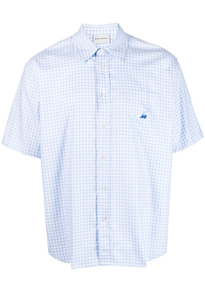 Drôle De Monsieur embroidered-logo check-pattern shirt - Blue