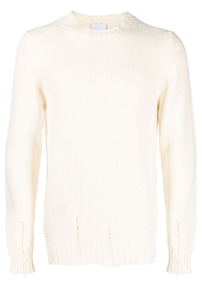 PT Torino distressed ribbed-knit jumper - White